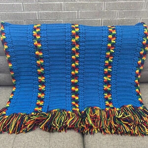 🌈 Vintage Rainbow Afghan Throw 🌈
